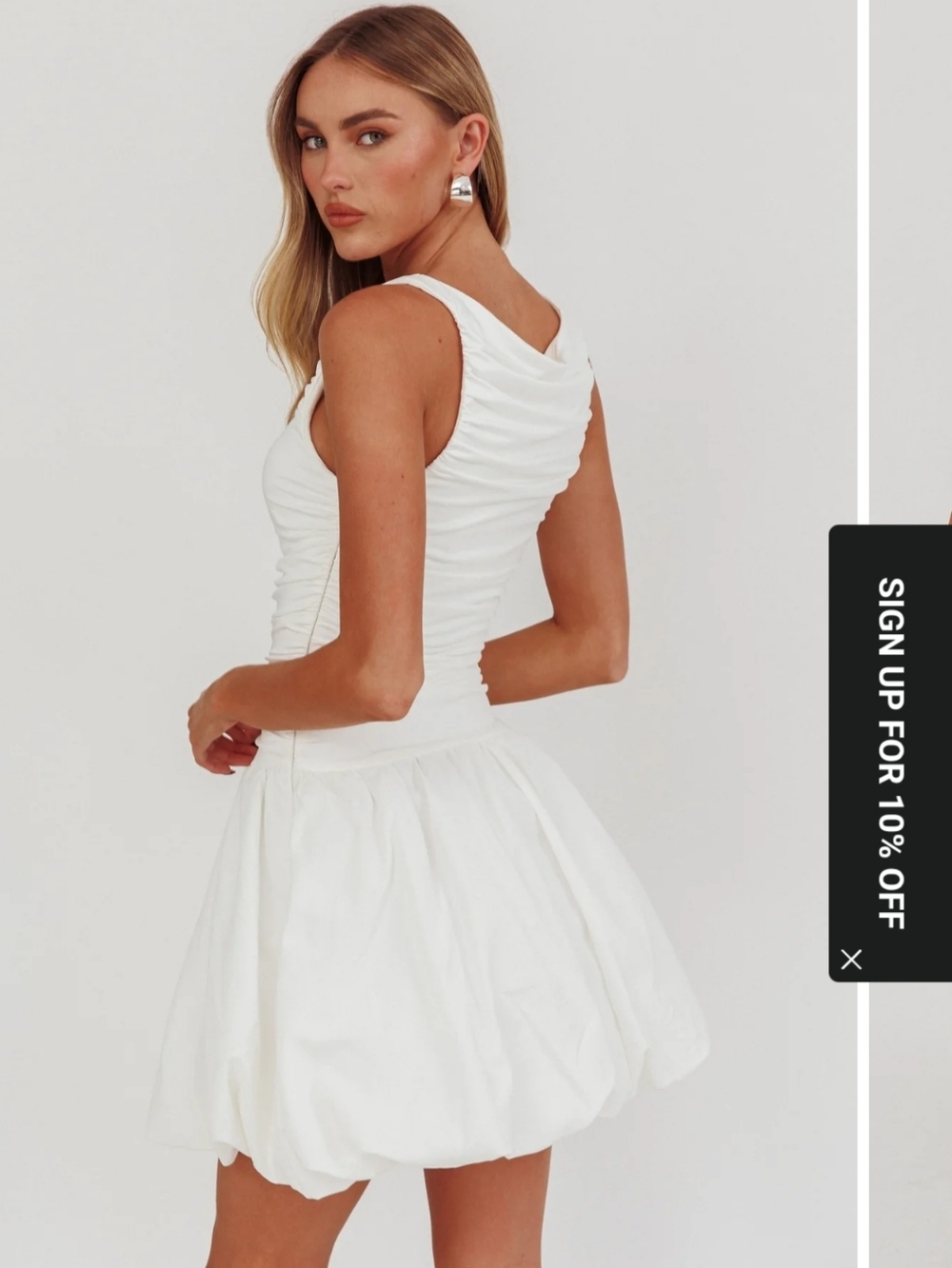 NWT Selfie Leslie Dalayla Sleeveless Balloon Skirt White Bubble Hem Mini Dress S - Picture 2 of 8